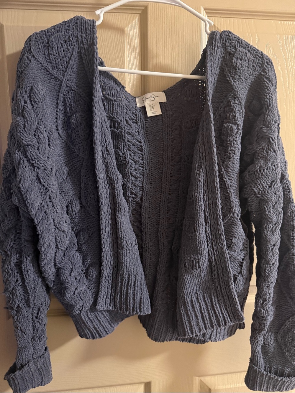 Jessica Simpson Navy Blue Cable Knit Open Cardigan